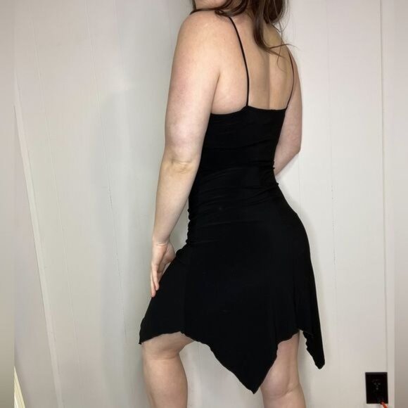 Vintage Y2K Black and White Fairy Asymmetrical Hem Party Dress - Picture 3 of 15